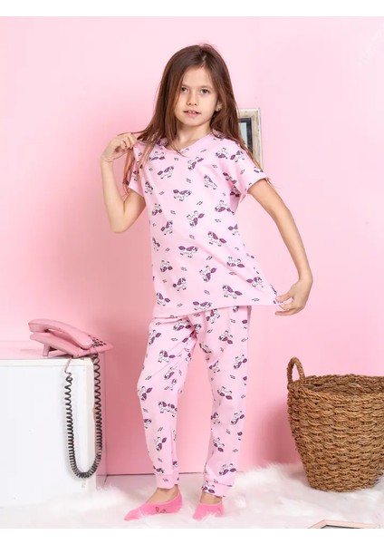 Minykids Unicorn Desenli Fitilli Kumaş Pembe Pijama Takımı fiyatları