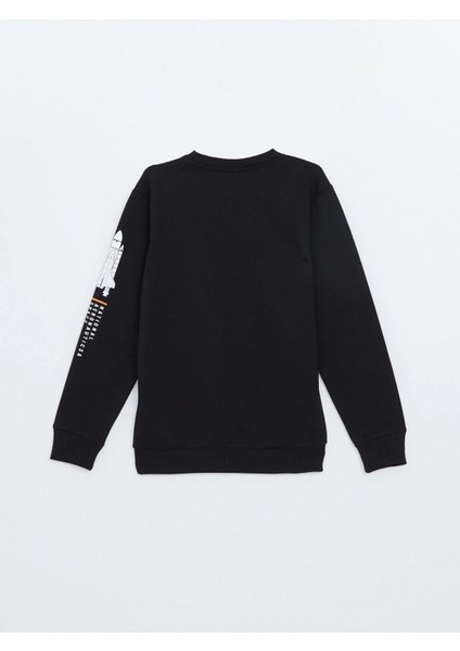 Lcw Kids Siyah Bisiklet Yaka Baskılı Uzun Kollu Erkek Çocuk Sweatshirt modelleri