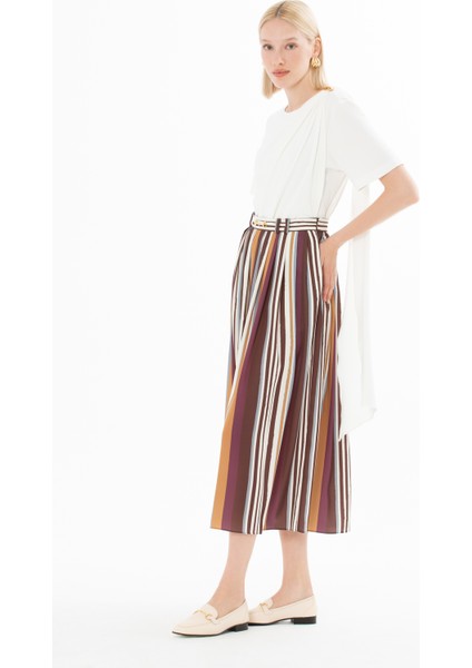 Dikme Aksesuarlı Pliseli Midi Boy Etek fiyatları