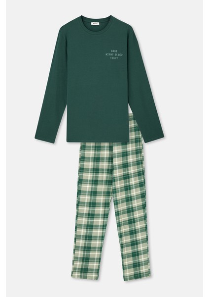 Yeşil Erkek Uzun Kollu Pijama Tk.