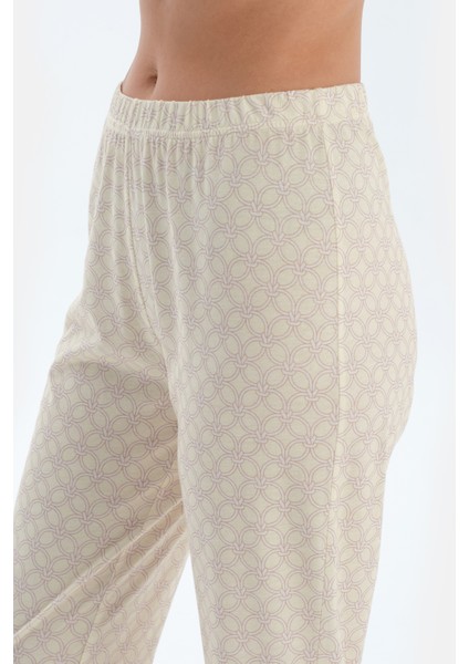 Açık Sarı Halat Desenli Gömlek Pantolon Pijama Takımı