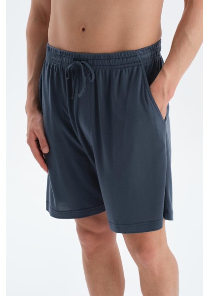 Indigo Patlı ve Kordonlu Örme Şort indirimleri