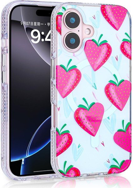 Stil Apple iPhone 16 Plus Pembe-Mavi Kapak