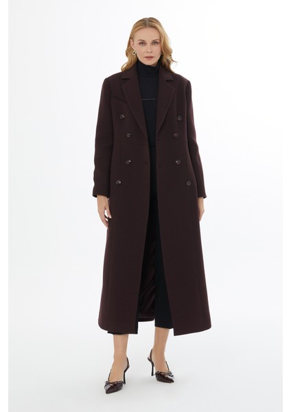 Yumuşak Dokulu Kapüşonlu Uzun Kaban