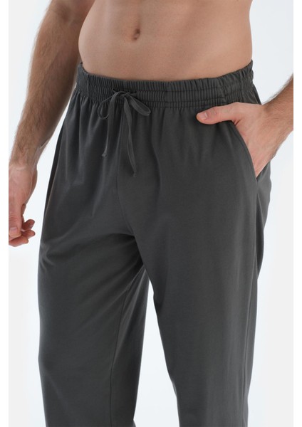 Gri Kısa Kollu Dikiş Detaylı Gömlek Pantolon Pijama Takımı