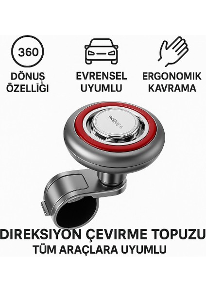 360 Derece Dönebilen Direksiyon Çevirme Topuzu – Tüm Araçlarla Uyumlu, Kamyon, Tır, Traktör, Direksiyon Çevirme Topuzu
