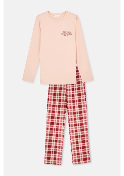 Pudra Kadın Uzun Kollu Pijama Tk.