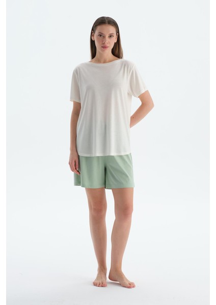 Açık Yeşil Penye Modal Ikili Şort