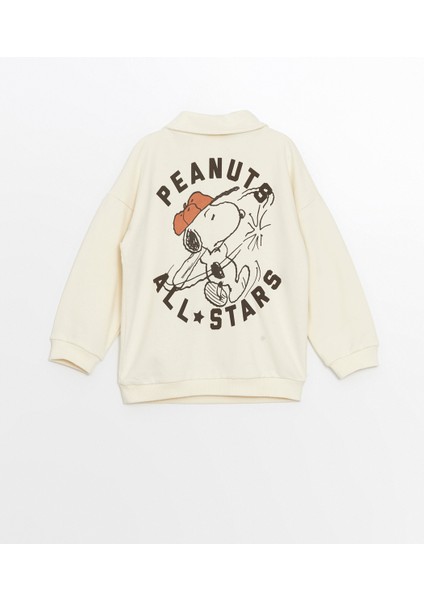 Lcw Kids Bej Polo Yaka Uzun Kollu Baskılı Erkek Çocuk Sweatshirt