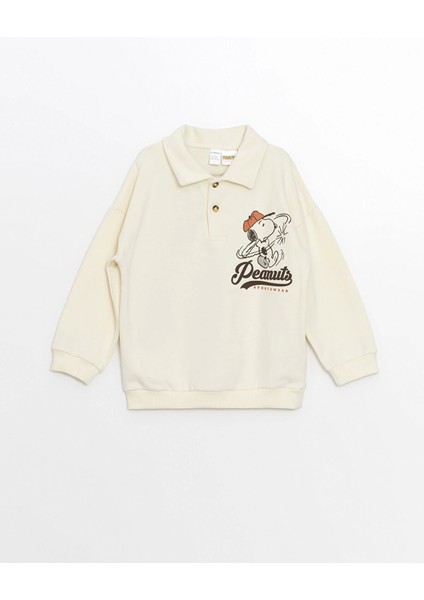 Lcw Kids Bej Polo Yaka Uzun Kollu Baskılı Erkek Çocuk Sweatshirt modelleri