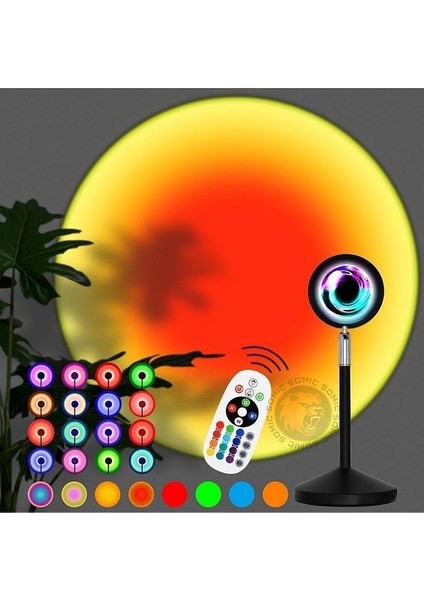 Gün Işığı-Batımı Gibi Uzaktan Kumandalı Sunset Lamba 16 Renk Gece Lambası 360 ° Fotoğraf Çekim Işığı