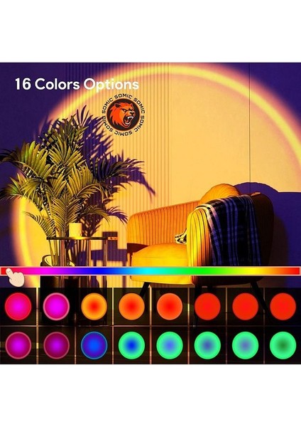 Gün Işığı-Batımı Gibi Uzaktan Kumandalı Sunset Lamba 16 Renk Gece Lambası 360 ° Fotoğraf Çekim Işığı indirimleri