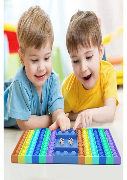Pop It Push Bubble Fidget Satranç ve Tavla Temalı Renkli Silikon Stres Oyuncağı – Çocuklar ve Yetişkinler İçin Eğlenceli Hediyelik Masa Oyunu