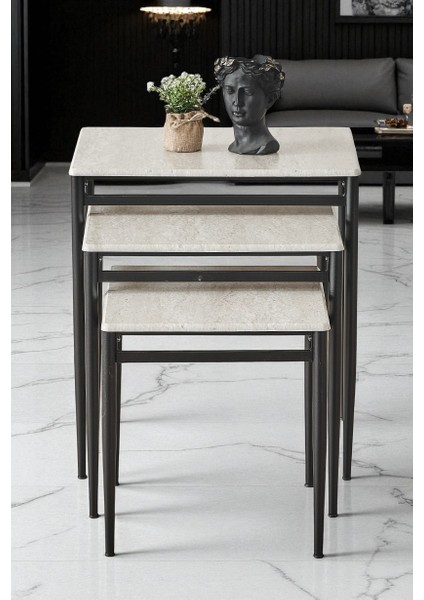 Damrin Serisi Traverten Desen 1. Sınıf Mebran Mdf 3’lü Zigon Sehpa Takımı fiyatları