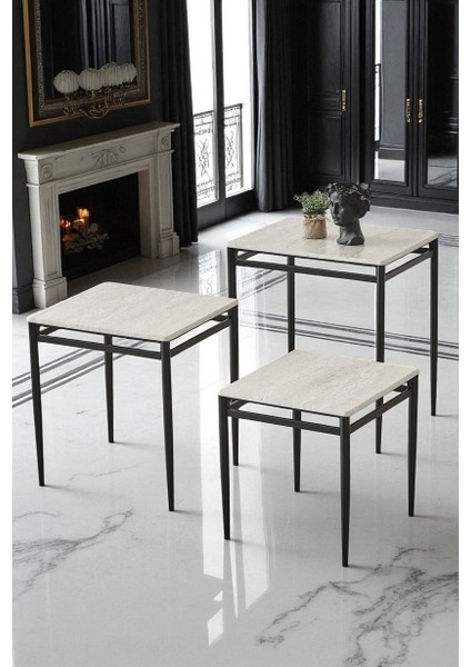 Damrin Serisi Traverten Desen 1. Sınıf Mebran Mdf 3’lü Zigon Sehpa Takımı fırsatları