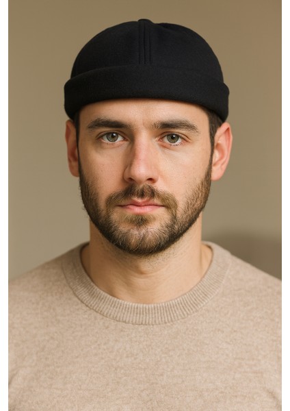 Siyah Erkek Kışlık Yünlü Kumaş Sokak Modası Docker Bere Şapka fiyatları