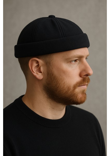 Siyah Erkek Kışlık Yünlü Kumaş Sokak Modası Docker Bere Şapka modelleri