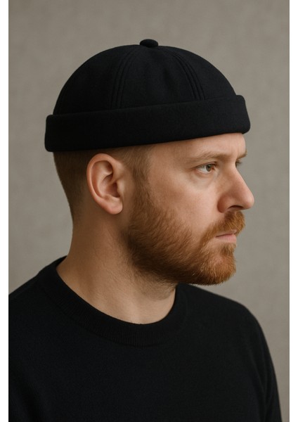 Siyah Erkek Kışlık Yünlü Kumaş Sokak Modası Docker Bere Şapka fırsatları