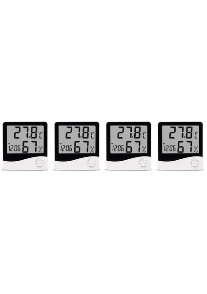 4 ADET Masa Termometre Dijital Nem Ölçer Sıcaklık Isı Alarm
