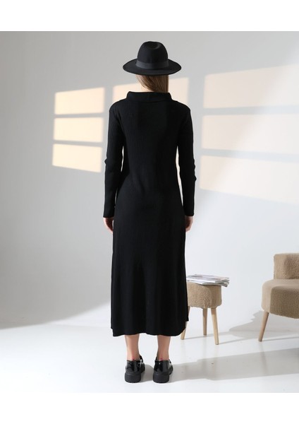 Fermuar Detaylı Polo Yaka Triko Elbise indirimleri