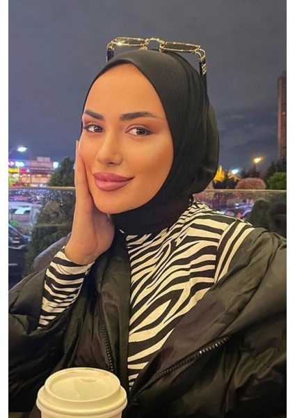 Çıtçıtlı Siyah Sandy Kumaş Hazır Eşarp – Kaymaz, Dört Mevsim Günlük ve Özel Gün Kullanımına Uygun Modern Tasarım fiyatları