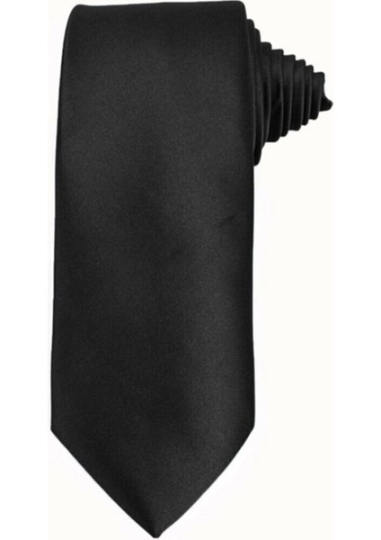 Düz Klasik Cep Mendilli Siyah Erkek Kravat