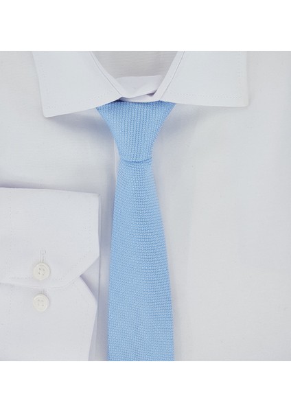 Erkek Kravat ve Mendil Seti – Gök Mavi Armürlü Mikro Kumaş, Klasik Tasarım, Ofis ve Özel Günler İçin modelleri