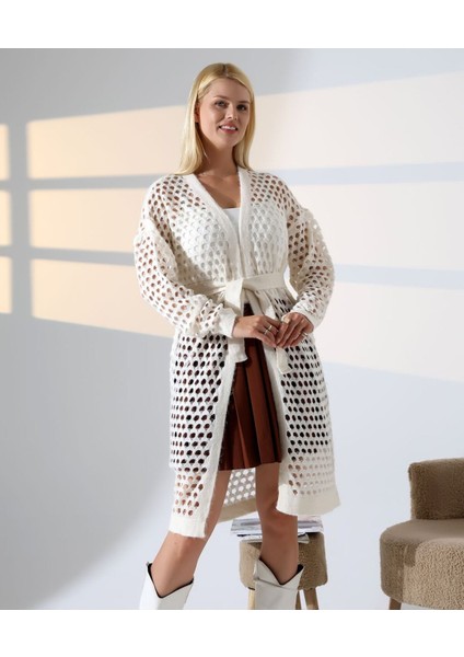 File Dokulu Kuşaklı Salaş Hırka fiyatları