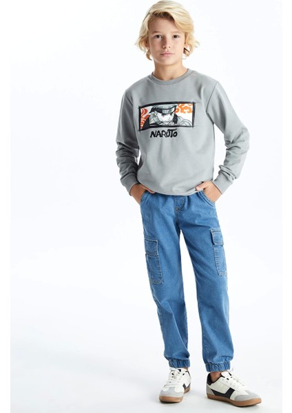 Lcw Kids Gri Bisiklet Yaka Baskılı Uzun Kollu Erkek Çocuk Sweatshirt fiyatları