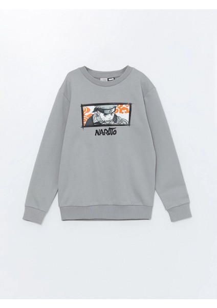 Lcw Kids Gri Bisiklet Yaka Baskılı Uzun Kollu Erkek Çocuk Sweatshirt modelleri