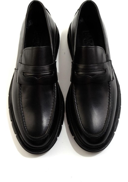 Siyah Leather Erkek Loafer Ayakkabı E01795025641 fırsatları