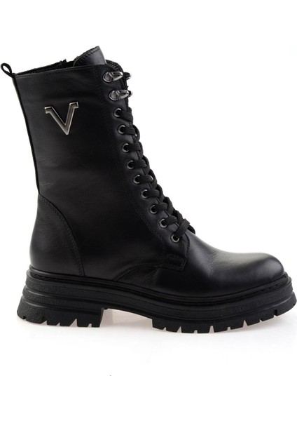 Siyah Hakiki Deri Kadın Bot & Bootie K02462040303