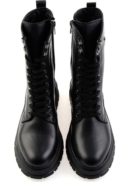 Siyah Hakiki Deri Kadın Bot & Bootie K02462040303 fırsatları