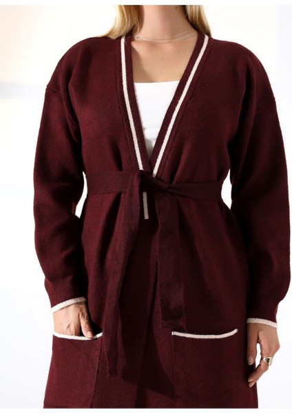 Cep Detaylı Dikişli Kuşaklı Triko Hırka modelleri