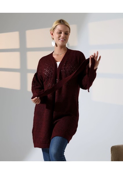 Delikli Kemerli Triko Hırka