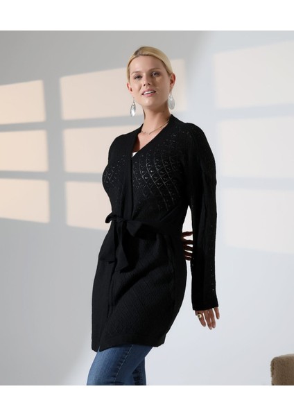 Delikli Kemerli Triko Hırka fırsatları