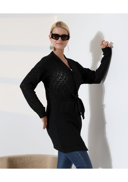 Delikli Kemerli Triko Hırka indirimleri