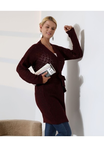 Delikli Kemerli Triko Hırka fırsatları