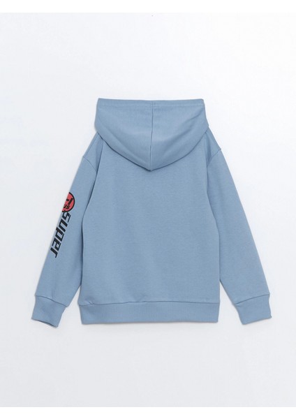 Lcw Kids Mavi Rahat Kalıp Kapüşonlu Baskılı Erkek Çocuk Sweatshirt modelleri