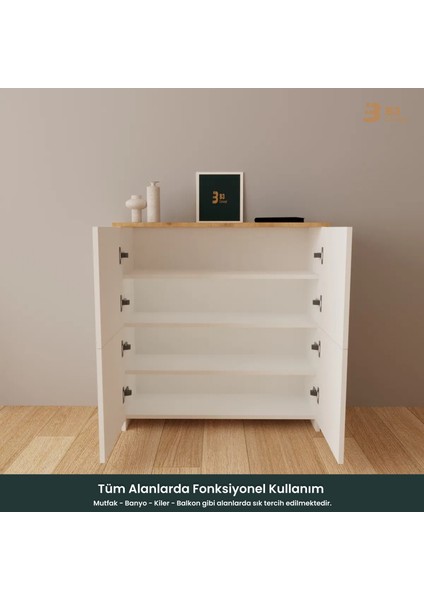 B3CONCEPT 4 Kapaklı 4 Raflı Ayakkabılık Kapalı Çok Amaçlı Kapaklı Modern Ayakkabı Dolabı fırsatları