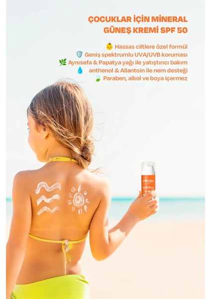SPF50+VEGAN Mineralli Yüksek Korumalı Suya Dayanıklı Nemlendirici Güneş Koruyucu 50ML Çocuk Yetişkin modelleri