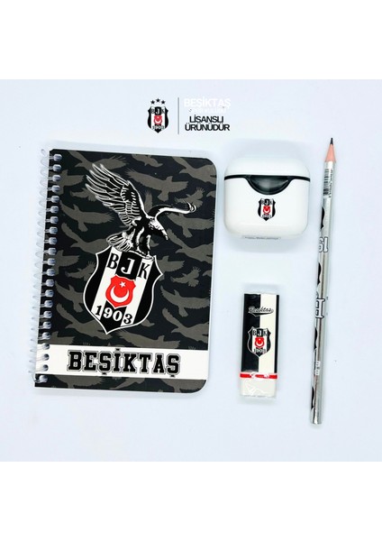 Beşiktaş Lisanslı Kırtasiye Seti – Spiralli Defter, Kurşun Kalem, Silgi ve Kalemtraş – Bjk Taraftar Okul ve Öğrenci Hediye Seti Bjk Beşiktaş Taraftar Çocuk Öğrenci Kırtasiye ve Hediye Ürünleri