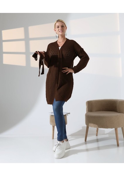 Delikli Kemerli Triko Hırka fiyatları