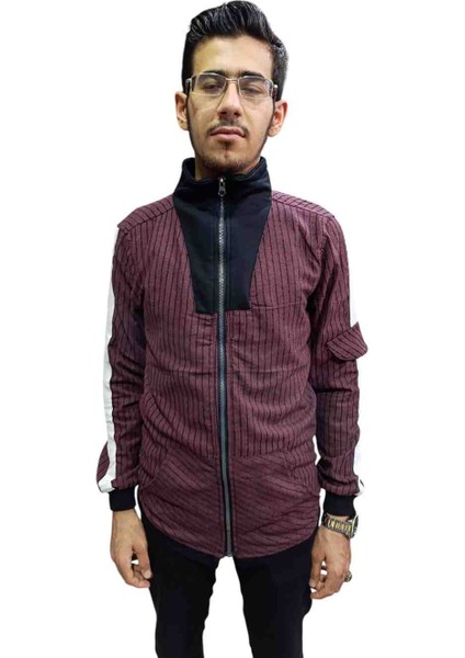 Dik Yaka Fermuarlı Kangoru Cepli Mevsimlik Keten