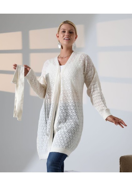 Delikli Kemerli Triko Hırka modelleri