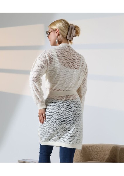 Delikli Kemerli Triko Hırka