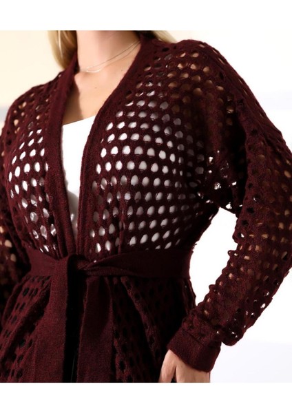 File Dokulu Kuşaklı Salaş Hırka fiyatları