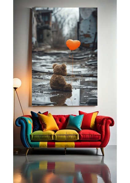 Yıkık Oyuncak Ayı V2 Ev Duvar Salon Güzellik Salonu Ofis Dükkan Dekarasyon Kanvas Tablo