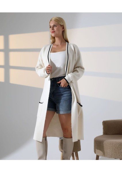 Cep Detaylı Dikişli Kuşaklı Triko Hırka modelleri