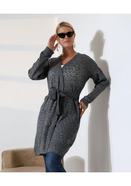 Delikli Kemerli Triko Hırka fırsatları